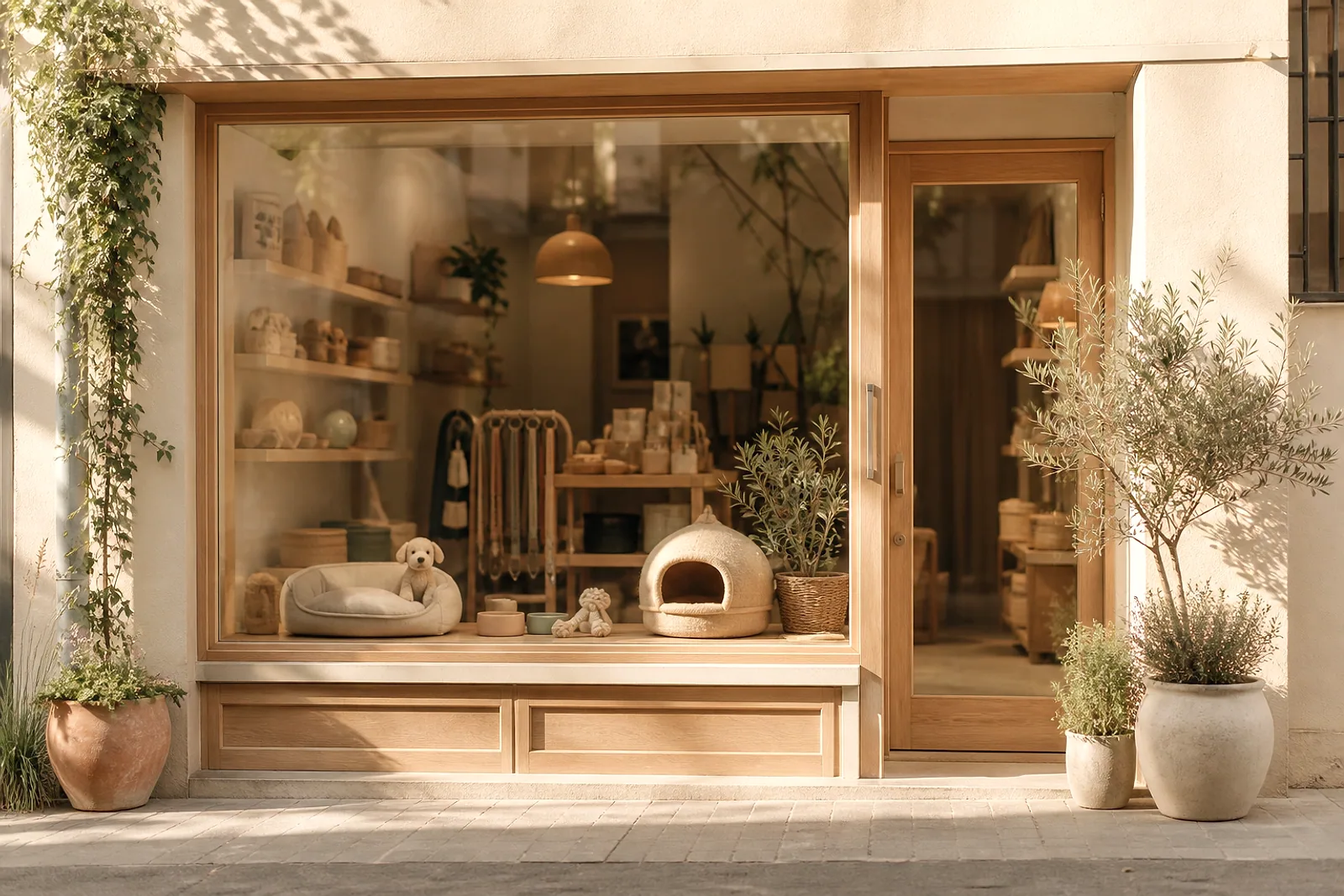 Lucky Petshop mağazasının sıcak ışıkta çekilmiş giriş cephesi
